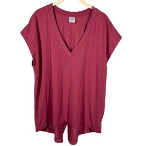 Athleta Explore Tee Shirt Women's Medium Mauve Pink Split‎ Open Tie Back V-Neck
